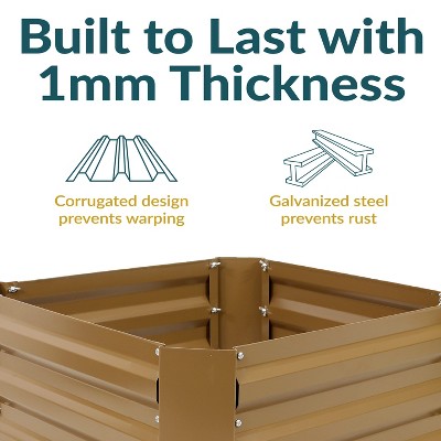 Brown Galvanized Steel Raised Garden Bed for Outdoor Plants