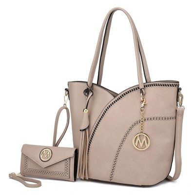 MKF Collection Imogene Two-tone Whip Stitches Vegan Leather Women’s Shoulder bag with Wallet by Mia K