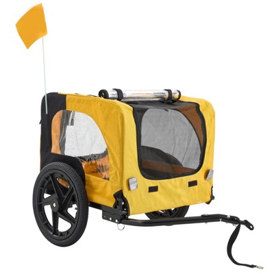 FURNIinspire Outdoor Heavy Duty Foldable Utility Pet Stroller Dog Carriers Bicycle Trailer, Yellow, 45.7"*22.8"*27.6"