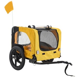 FURNIinspire Outdoor Heavy Duty Foldable Utility Pet Stroller Dog Carriers Bicycle Trailer, Yellow, 45.7"*22.8"*27.6" - 1 of 4