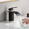 SUMERAIN Bathroom Faucet Stainless Steel Waterfall Vanity Sink Faucet Single Handle, Black and Gold - 3 of 4