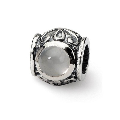 Black Bow Jewelry Sterling Silver and Iridescent CZ, Barrel Bead Charm