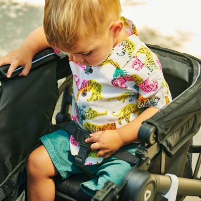 Black Lightweight Double Stroller Wagon with Adjustable Canopy