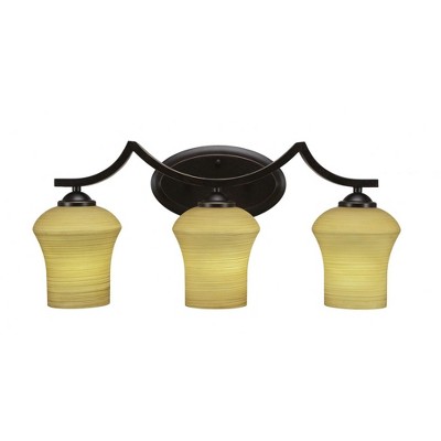 Toltec Lighting Zilo 3 - Light Vanity in  Dark Granite with 5.5" Zilo Cayenne Linen  Shade