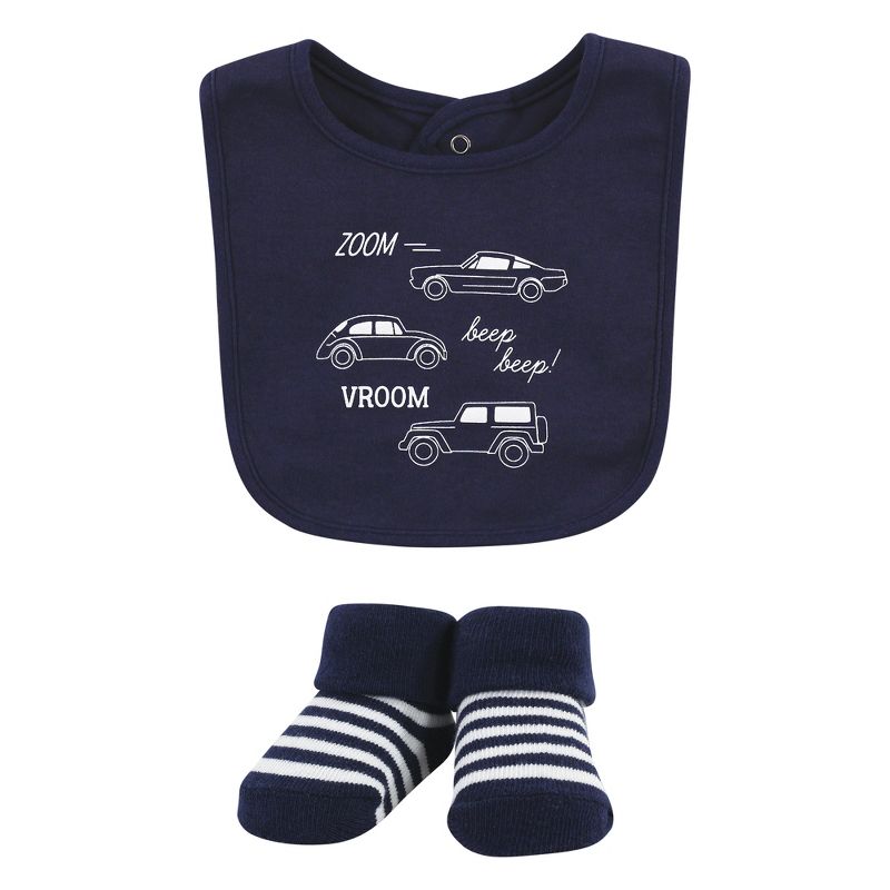 Hudson Baby Unisex Baby Cotton Bib and Sock Set, Cars, One Size, 4 of 6