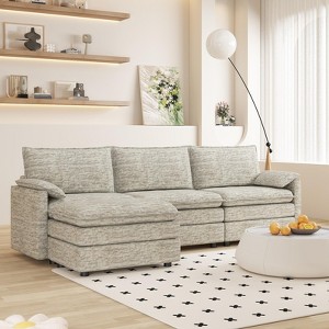 108" Comfy Cloud Couch, Modern Modular Sectional Couch with Movable Ottoman, L Shaped Modular Sofa - 1 of 4