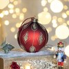 NAYSAYE Party Decoration and Accessories Set of 4 Glass Christmas Ball Ornament Set for Holiday Celebration, Red, 4.7"*4.7"*0.11" - 4 of 4