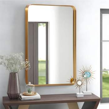 Neutypechic Metal Frame Rectangle Wall Mounted Mirror Decorative Wall Mirror - 38"x26", Gold