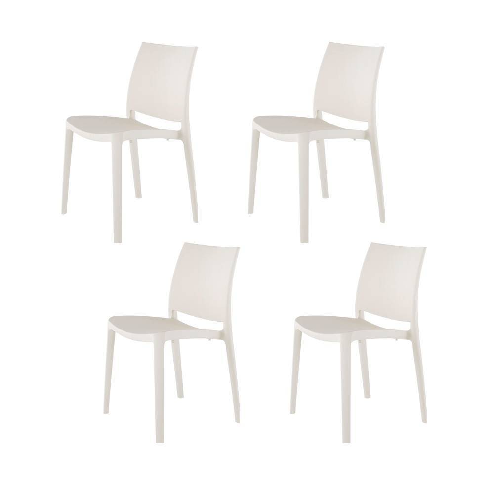 4pc Sensilla Stackable Dining Chairs White Lagoon