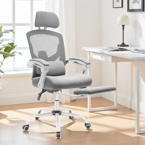 IULULU Office Desk Chair with Footrest, High-Back Mesh Rolling Swivel Reclining Chairs - 1 of 4
