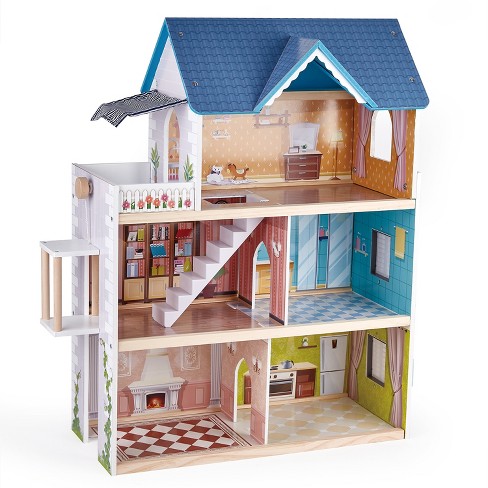 Hape Little Room Pretend Play 3 Story Wooden Doll House W/ Light, Doorbell,  & Bedroom, Bathroom, Living Room, & Dining Furniture For Kids Age 3 And Up  : Target