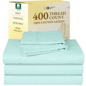 Cotton Sheets Set - Softest 400 Thread Count Bed Sheets, 100% Cotton Sateen, Cooling, Deep Pocket by California Design Den - 1 of 4