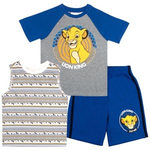 Disney Lion King Boys Short Sleeve T-Shirt, Tank Top and Shorts 3-Piece Set - 1 of 4