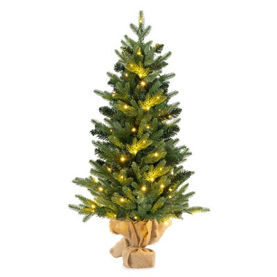 3FT Tabletop Christmas Tree - 363 Branch Tips (PE+PVC), 50 Warm White LEDs, Cordless Control Box for Easy Placement