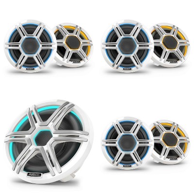 Garmin Fusion 3 Pairs Apollo AP-FL65SPW 6.5" LED Marine Speakers Sport Grills, White, Pair with Garmin Fusion Apollo AP-SL10SPW 10" LED Marine Subw...