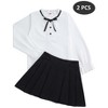 Girls Skirts with White Blouse Ruffle Long Sleeve Button Down Shirt and Pleated Skirt School Uniform 2 Piece Outfit,Black - 120 - 2 of 4