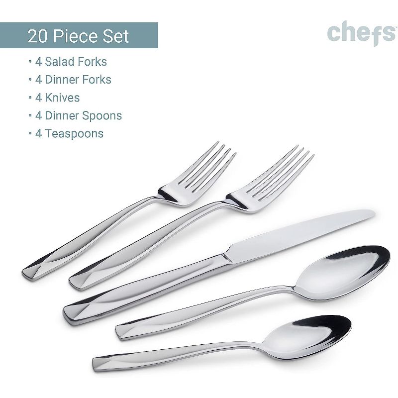 Chefs 18/10 Stainless Steel 44 Piece Flatware Set, Service for 8, Azore Sand, 5 of 8