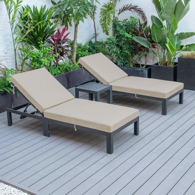 Chelsea Beige Aluminum Outdoor Chaise Lounge with Cushions