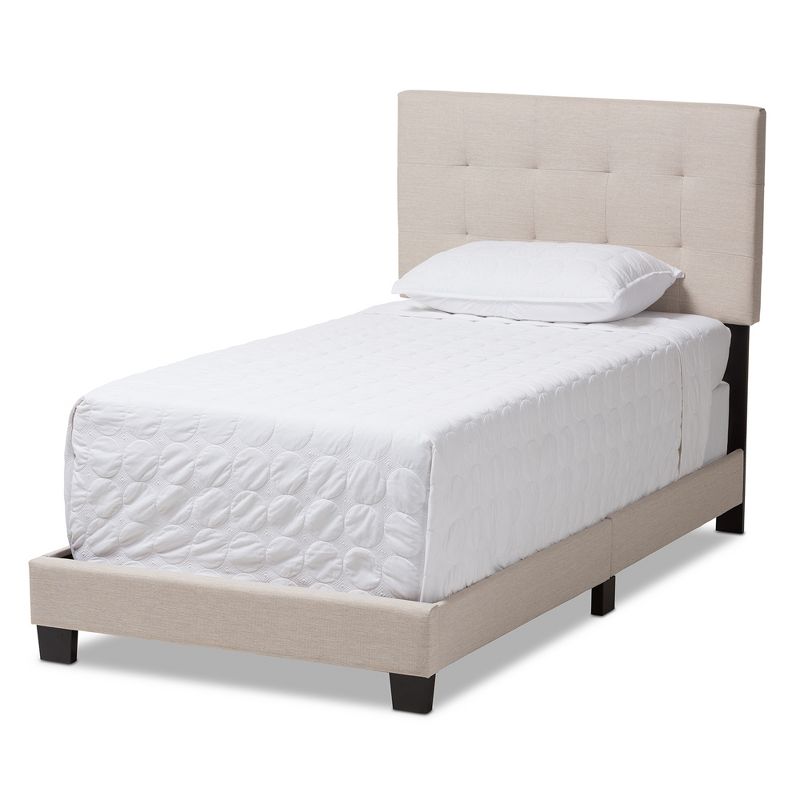 Twin Brookfield Modern and Contemporary Fabric Upholstered Bed Beige - Baxton Studio, 1 of 10