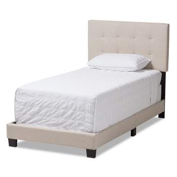 Twin Brookfield Modern and Contemporary Fabric Upholstered Bed Beige - Baxton Studio