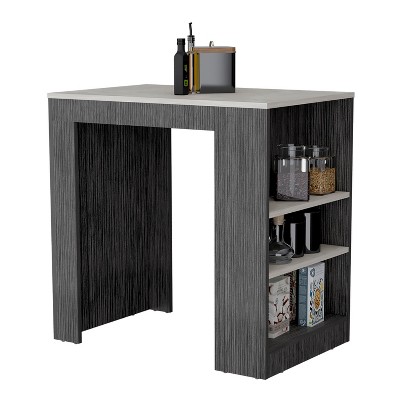 Depot E-Shop Kitchen Island, Kitchen Bar Table 36" H, 3-Side Shelves