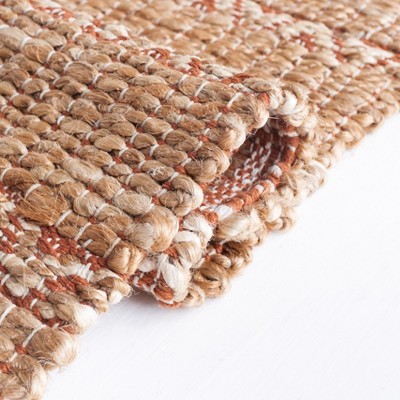 Rust and Natural Handmade Cotton Flat Woven Area Rug 4' x 6'