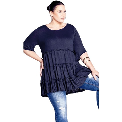 Avenue Women's Plus Size Tier Crush Tunic - image 1 of 2