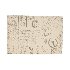 Saro Lifestyle Script Print Design Placemat (Set of 4), 14"x20", Beige - 1 of 2