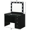 Vynxaria Glam Makeup Vanity Table with Glass Top and 5 Drawers in White - 4 of 4