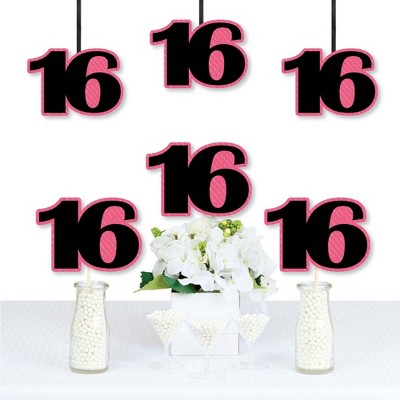 Big Dot of Happiness Chic 16th Birthday - Pink, Black and Gold - Decorations DIY Party Essentials - Set of 20