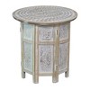 Royal Hampton Accent Side Table with 18" Round Mango Wood Top and Hand-Carved Inlay Mandala Design - 4 of 4