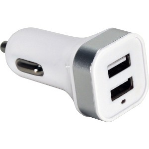 QVS 2-Port 3.4Amp USB Smart Car Charger for Smartphones and Tablets - 12 V DC, 24 V DC Input - 5 V DC/3.40 A Output - 1 of 2