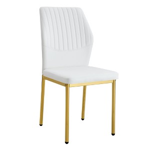 Lyngins Modern Dining Chairs with High Backrest,Upholstered Kitchen Chairs with Metal Legs,PU Chairs for Dining Room - 1 of 4