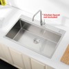 Cobbe Nano gray 30" Multifunctional Drop-in Workstation Kitchen Sink, Stainless Steel Modern Single Bowl Kitchen Sink with Accessories - 2 of 4