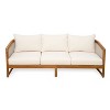 Christopher Knight Home Elrane Mid-Century Modern Patio 3-Seater Acacia Wood Sofa with Thick Cushions - 2 of 4