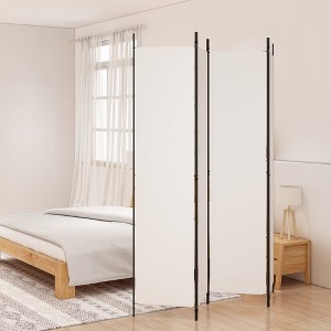 vidaXL 4-Panel Room Divider White 78.7"x86.6" Fabric - Foldable Screen for Privacy and Sunlight Protection, Easy Assembly, Durable Material - 1 of 4