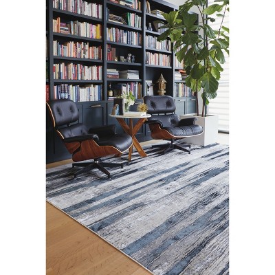 Micah Gray and Black Geometric Cotton Silk Area Rug