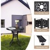 23.2" Round Cast Aluminum Bistro Table - Vintage Weave Design Outdoor Side Table for Patio, Garden & Poolside - 4 of 4