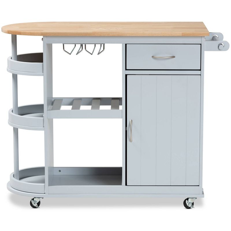 Donnie Wood Kitchen Storage Cart Light Gray/Natural - Baxton Studio, 4 of 15