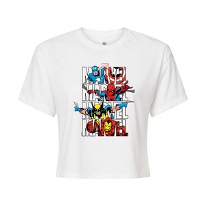 Women's - Marvel - Logo Stack Cropped Graphic T-Shirt - 1 of 4