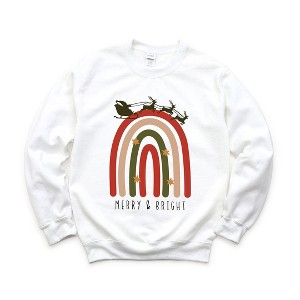 Simply Sage Market Women's Graphic Sweatshirt Boho Merry and Bright Rainbow - 1 of 4