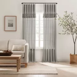 1pc 50"x95" Light Filtering Lucinda Knotted Fringe Window Curtain Panel Gray - Mercantile