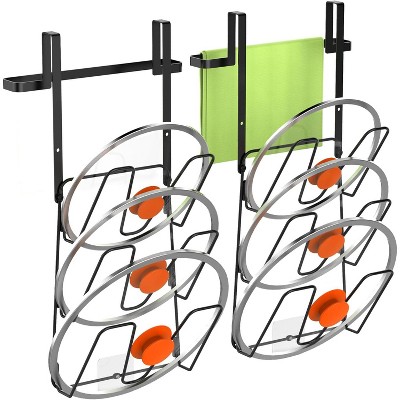 Hachikiko 2 Pack Pot Lid Organizer for Cabinet, 6-Tier Pot Lid Holder Over Cabinet Door, Pot Lid Rack for Kitchen Cabinet Organizer