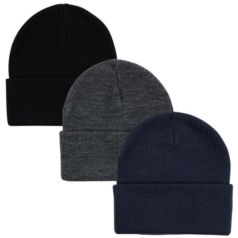 Hudson Baby Family Knit Cuffed Beanie 3pk Navy Black Target