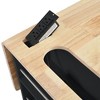 Kitchen Island with Power Outlet, Drop Leaf, Rubber Wood Top, Open Storage, Wine Rack, and 5 Wheels for Adjustable Home, Kitchen, and Dining Room Use - 3 of 4