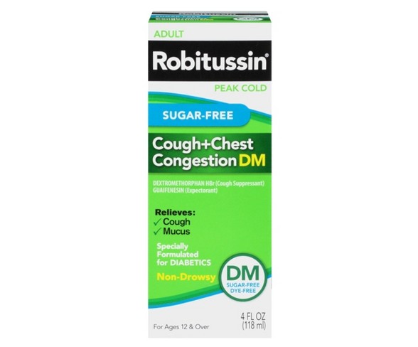Robitussin Sugar-Free Cough + Chest Congestion DM Liquid - 4 fl oz