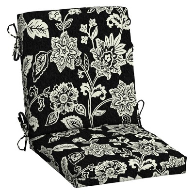 Arden Selections 20" x 20" Ashland Jacobean Outdoor Mid-Back Dining Chair Cushion Black/White