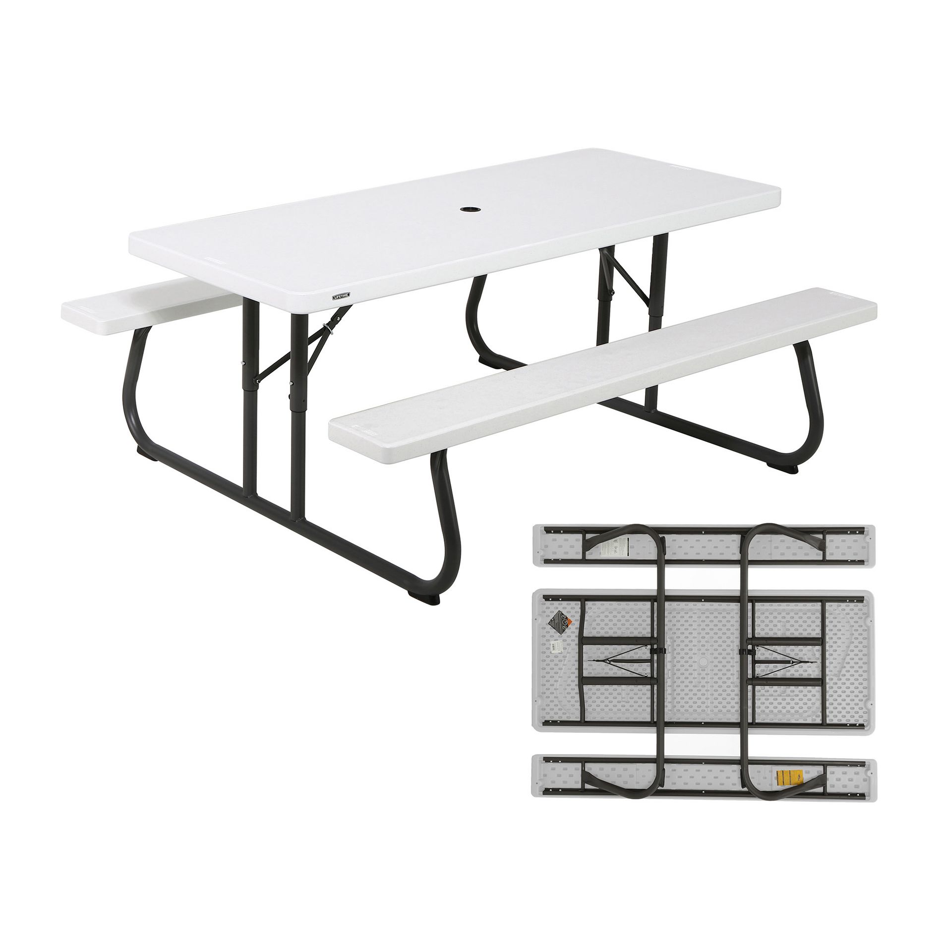 Lifetime 6-Foot Heavy-Duty Picnic Table – Fold-Flat Portable Dining Table for Patio & Backyard, 80215