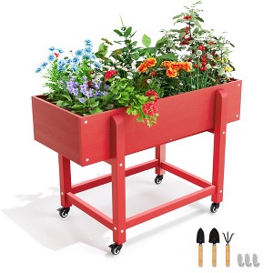 Arceso Raised Garden Bed with Wheels,  HDPS Elevated Planter Box with Tools, Weather Resistant, Standing Growing Bed Herb Planter for Vegetable - 1 of 4