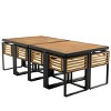 18-Pieces Outdoor Dining Set,Acacia Wood Dining Set,2 Square Table With 8 Cushioned Chairs And 8 Ottomans,Outdoor Furniture For Patio-Cuddlewood - 3 of 4